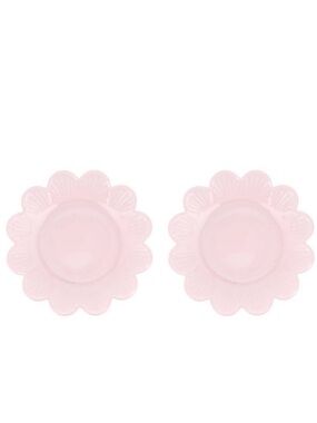 New Target Bullseye Playground Set of 2 Pink Glass Flower-Shaped Plates Spring